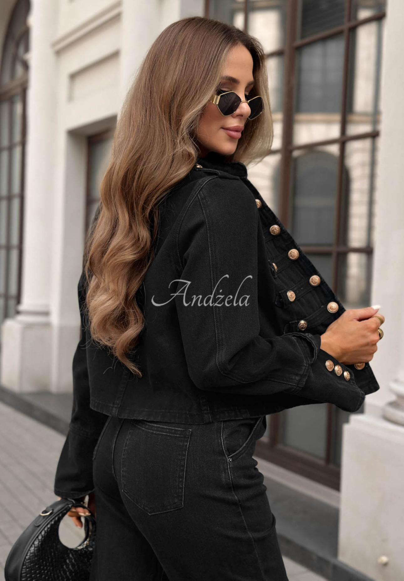 Short denim blazer with buttons, "Your Choice," black