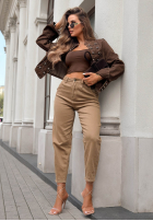 Spodnie jeansowe mom fit Lost Message czekoladowe