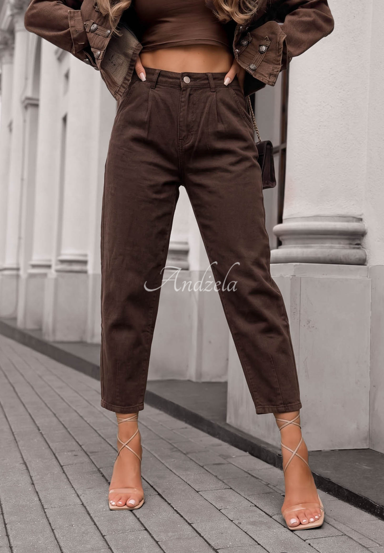 Lost Message Mom-Fit Chocolate-Colored Jeans
