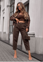 Spodnie jeansowe mom fit Lost Message czekoladowe