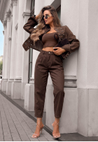Spodnie jeansowe mom fit Lost Message czekoladowe