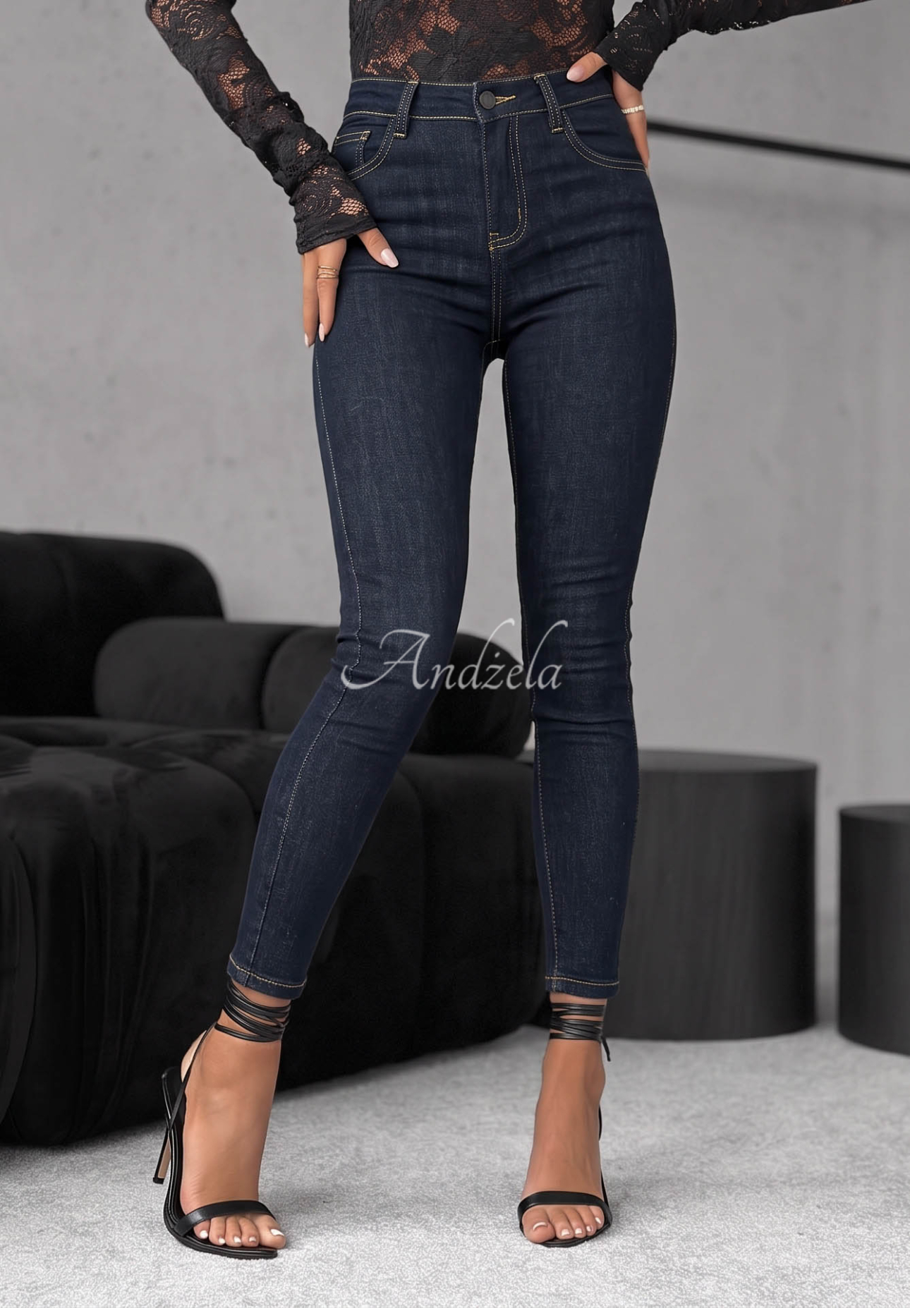Spodnie jeansowe skinny To Get Started granatowe