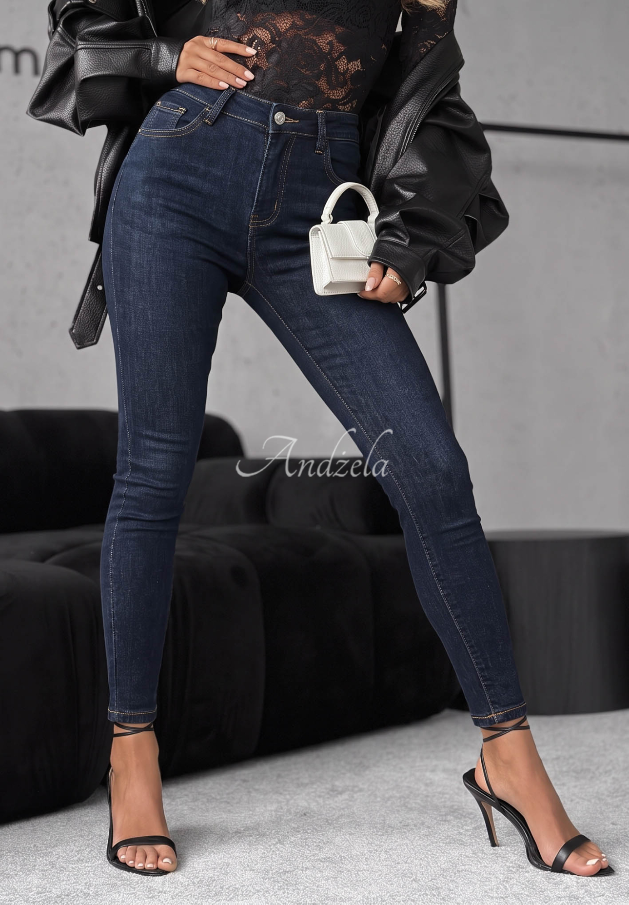 Spodnie jeansowe skinny To Get Started granatowe