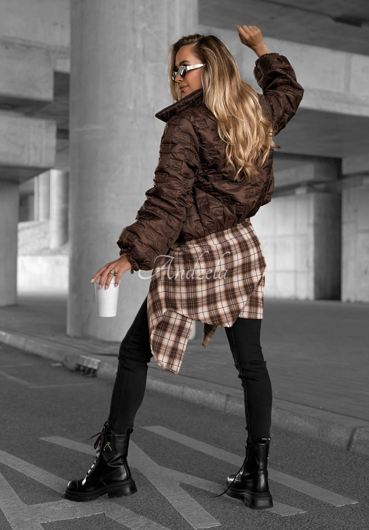 Worth Waiting Short Quilted Jacket with Collar, Chocolate Brown