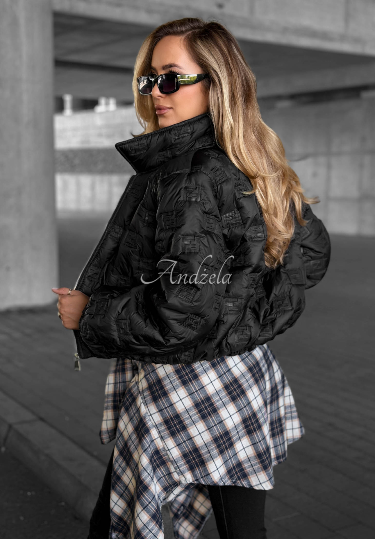 Worth Waiting Short Quilted Jacket with Collar, Black