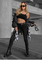 Spodnie jeansowe skinny z paskiem Lucky You ciemnoszare