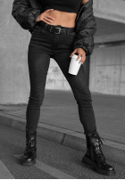 Spodnie jeansowe skinny z paskiem Lucky You ciemnoszare