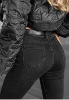 Spodnie jeansowe skinny z paskiem Lucky You ciemnoszare