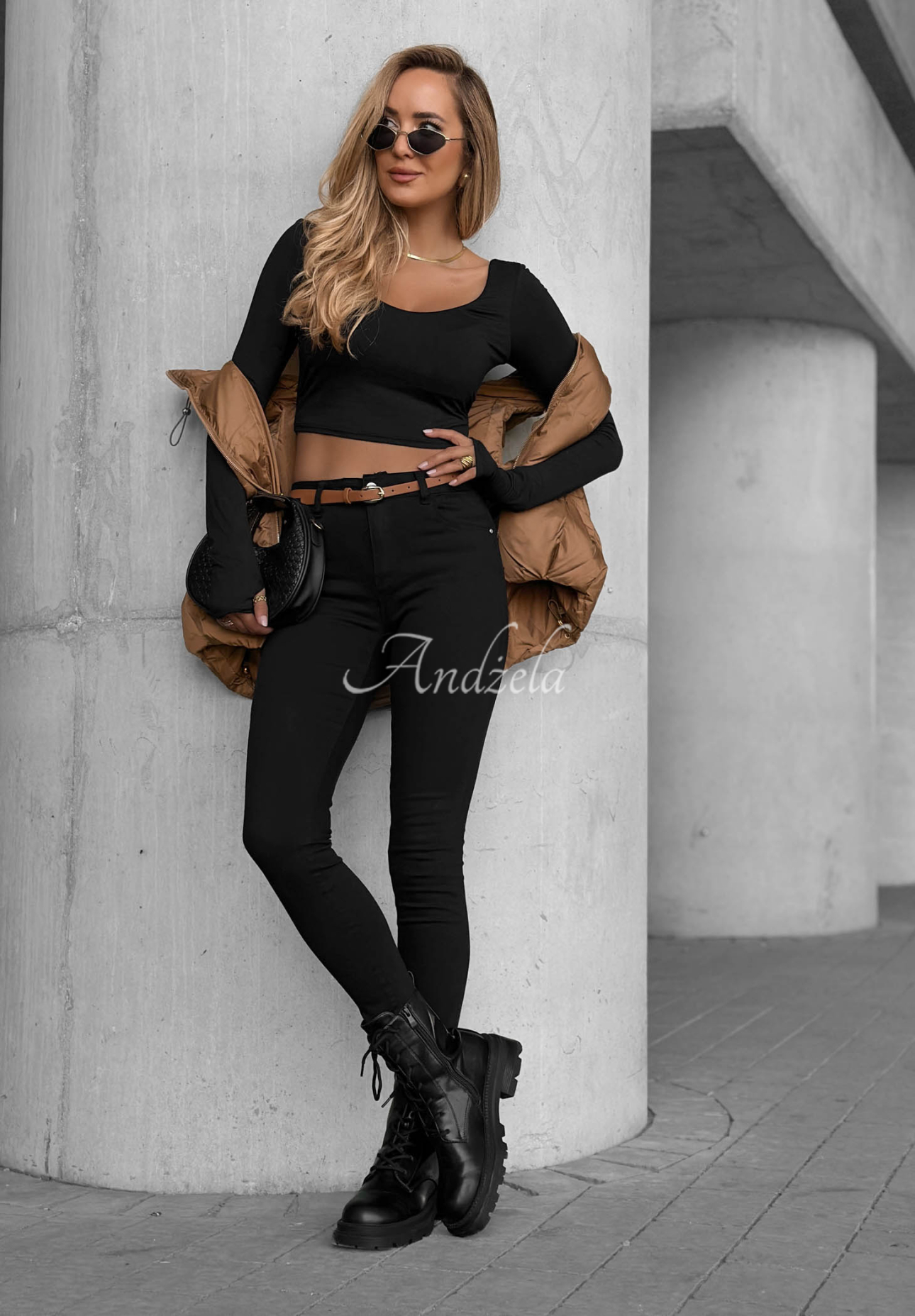 Take Care Black Skinny Jeans with a Belt