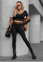 Spodnie jeansowe skinny z paskiem Take Care czarne