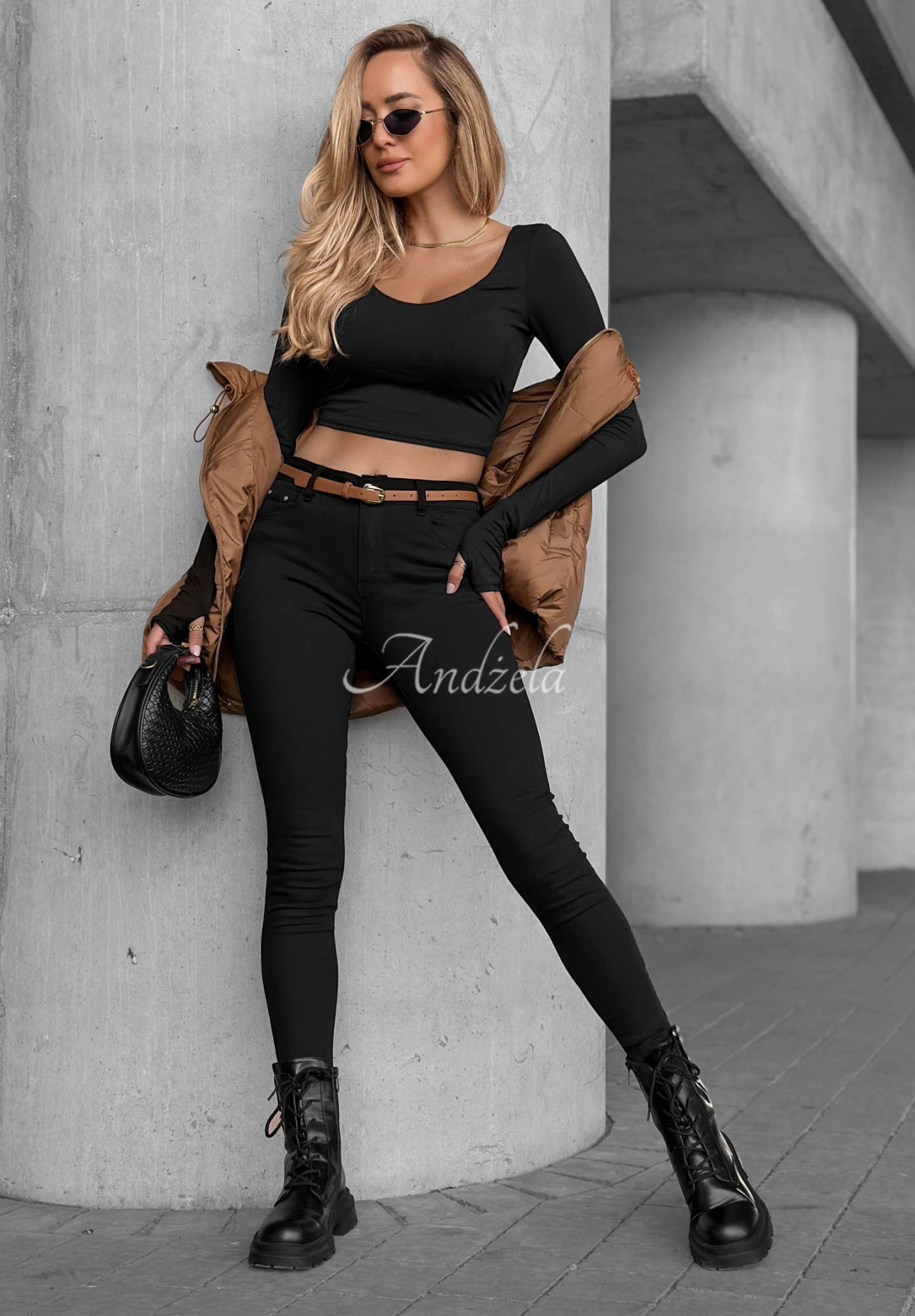 Take Care Black Skinny Jeans with a Belt