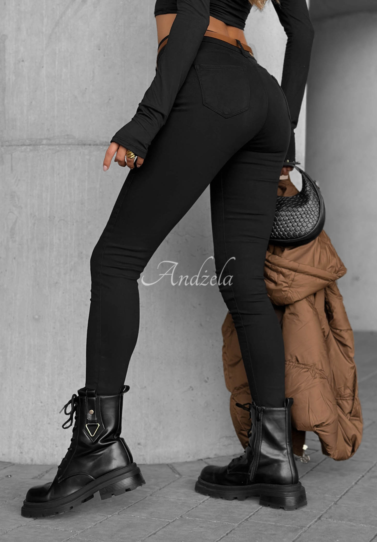 Take Care Black Skinny Jeans with a Belt