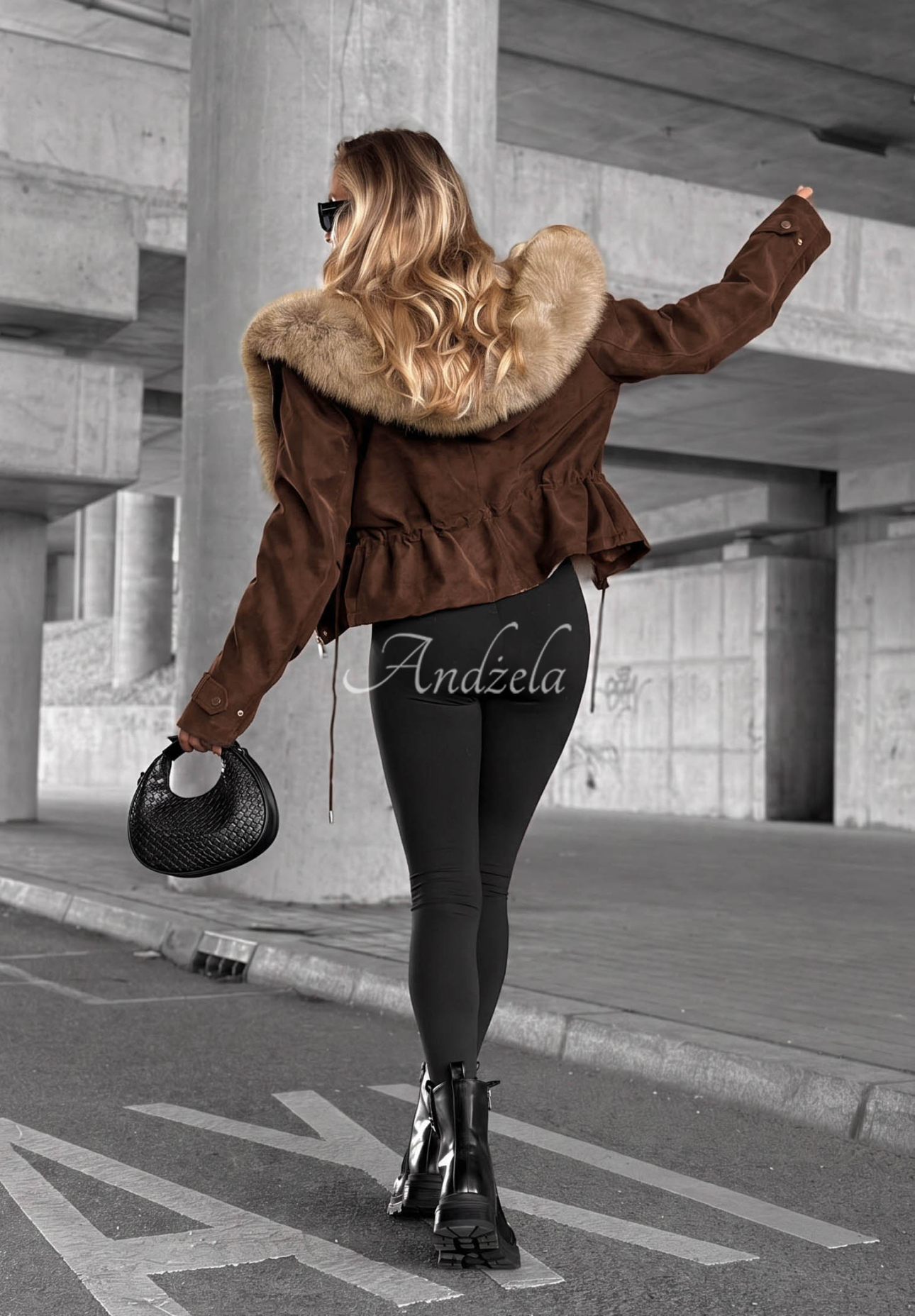Honey Autumn Short Jacket with Fur Trim, Chocolate Brown