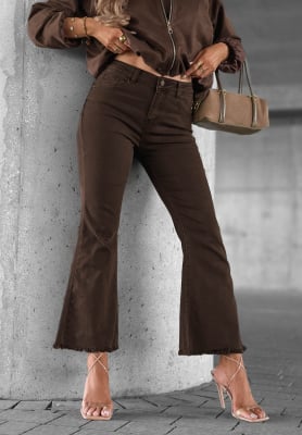 Modern Classic Chocolate-Colored Bell-Bottom Jeans