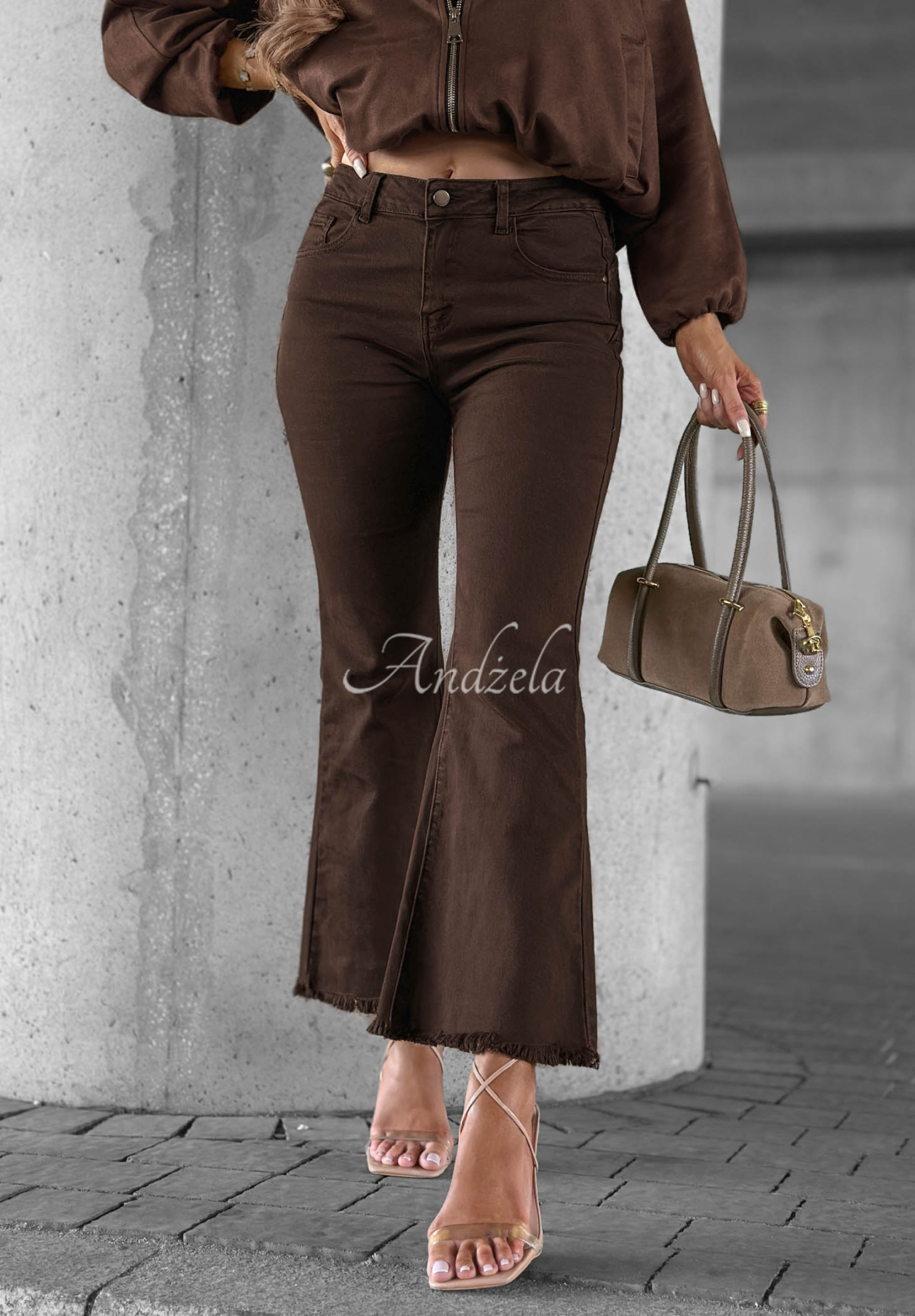 Modern Classic Chocolate-Colored Bell-Bottom Jeans
