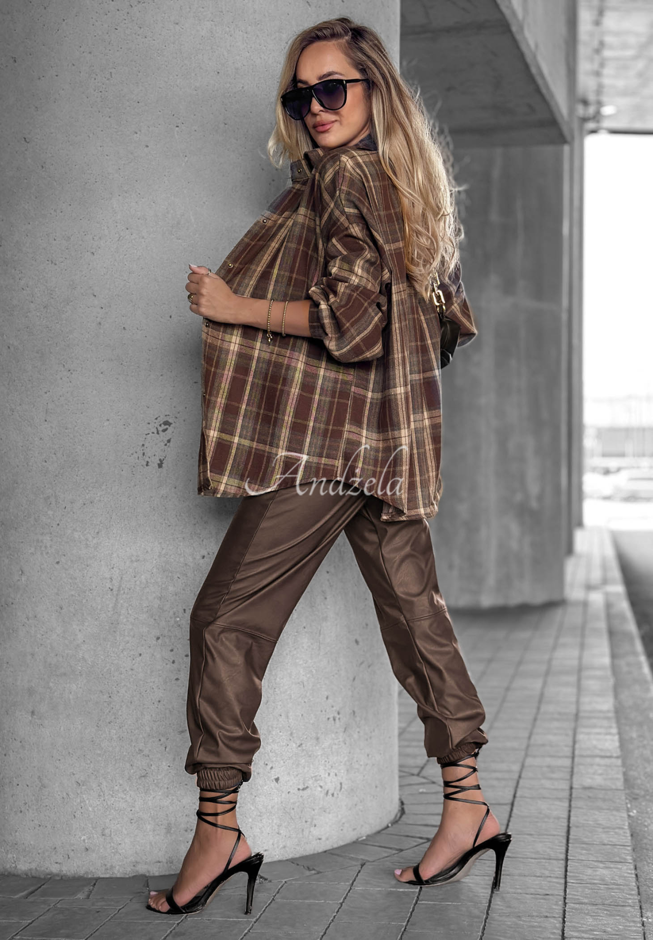 Cinnamon Coffee Chocolate Checkered Cotton Shirt