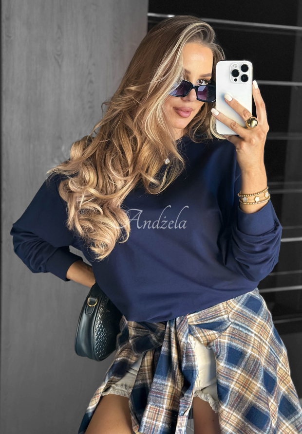 Bawełniana bluza Never Late granatowa