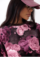 Welurowy komplet dresowy w kwiaty Floral Kiss czekoladowy