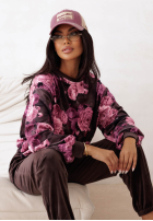 Welurowy komplet dresowy w kwiaty Floral Kiss czekoladowy
