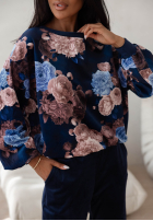 Welurowy komplet dresowy w kwiaty Floral Kiss czekoladowy