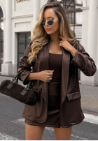 Skórzana marynarka z kołnierzykiem Leather Muse czekoladowa