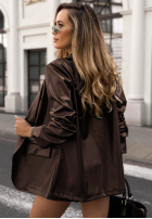 Skórzana marynarka z kołnierzykiem Leather Muse czekoladowa