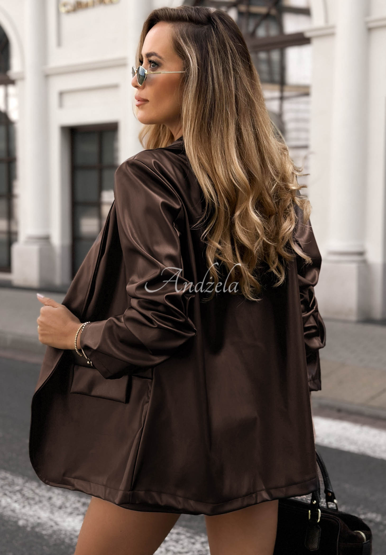 Skórzana marynarka z kołnierzykiem Leather Muse czekoladowa