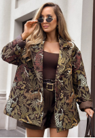Żakardowa marynarka oversize we wzory Milan Muse czekoladowa