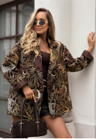 Żakardowa marynarka oversize we wzory Milan Muse khaki