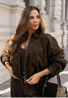Grey Skies Chocolate-Brown Bomber Jacket