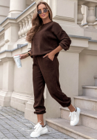Sztruksowy komplet dresowy bluza i spodnie Living Soft czekoladowy