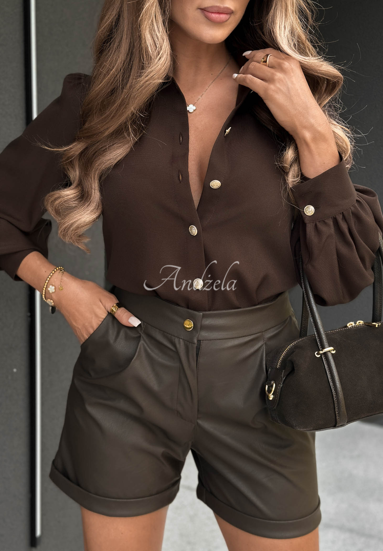 Silent Moment Chocolate-Colored Viscose Shirt