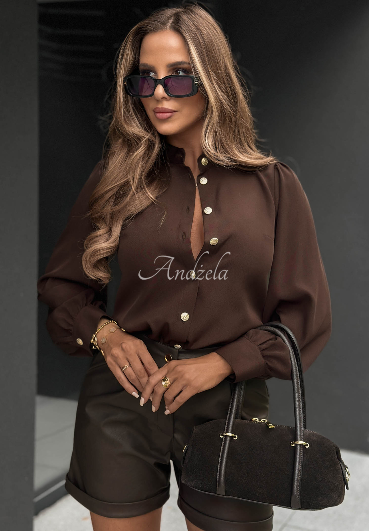 Silent Moment Chocolate-Colored Viscose Shirt