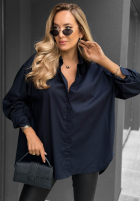 Elegancka bawełniana koszula oversize z kołnierzem Prestige Harbor granatowa
