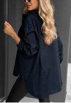 Elegancka bawełniana koszula oversize z kołnierzem Prestige Harbor granatowa