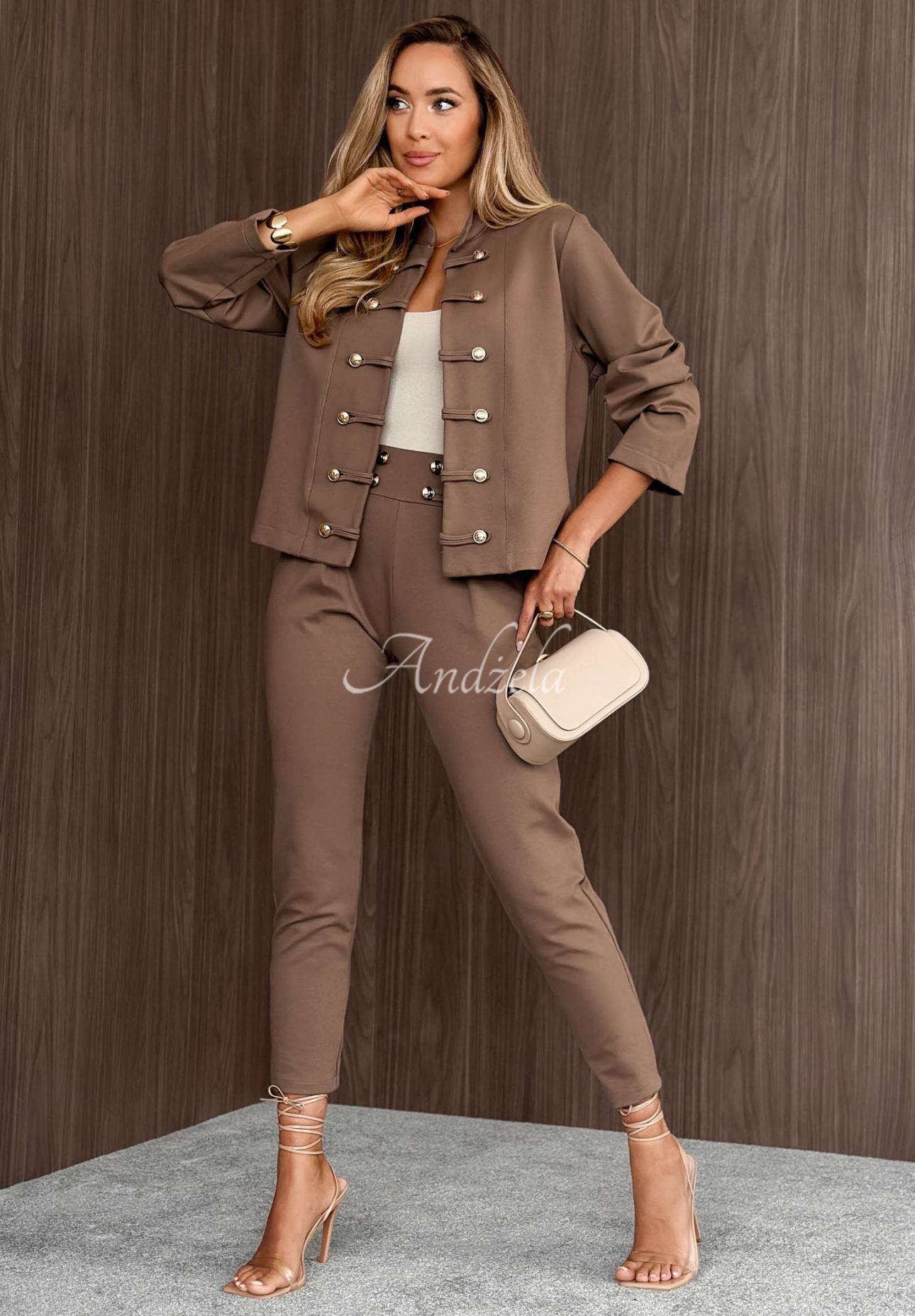 Hello There Mokka Viscose Short Napoleon Jacket