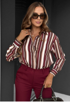Koszula w paski Velvet Dream burgundowo-czekoladowa