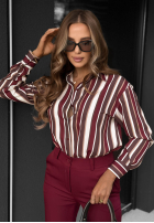 Koszula w paski Velvet Dream burgundowo-czekoladowa