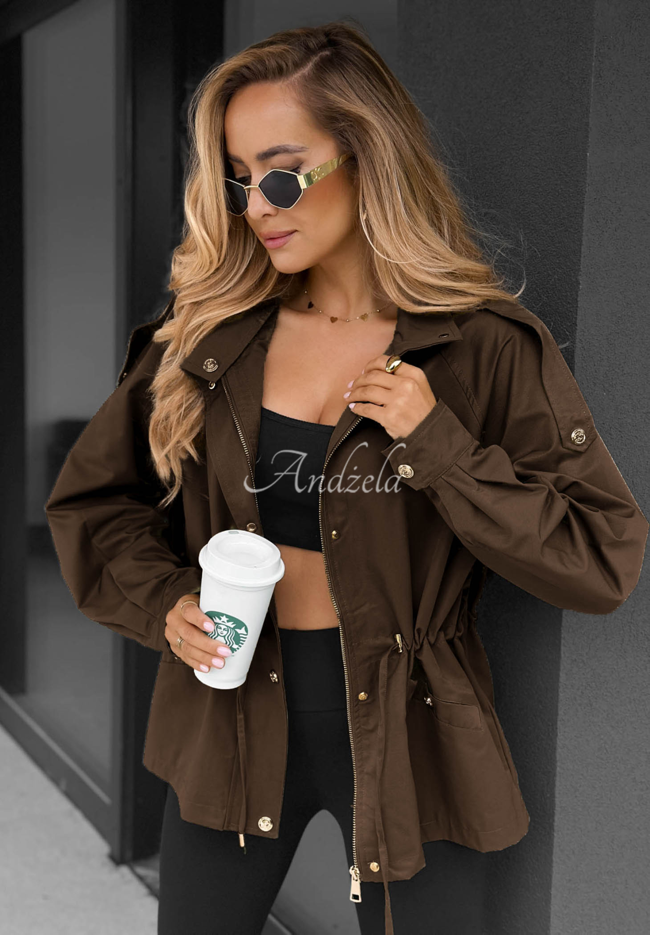 Street Glow Lightweight Hooded Parka Jacket in Chocolate Brown