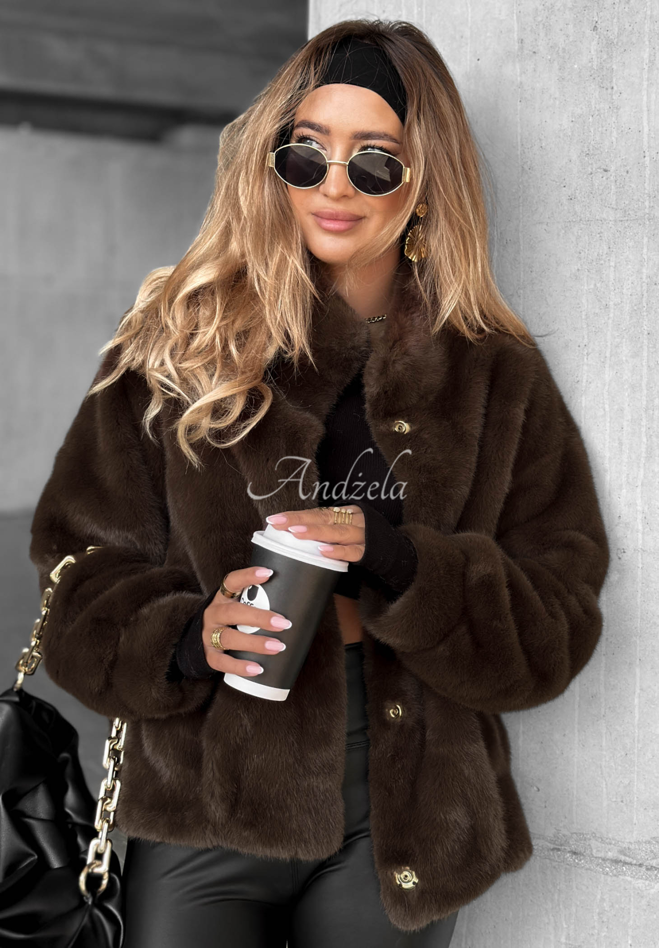Warm Wishes chocolate short fur coat