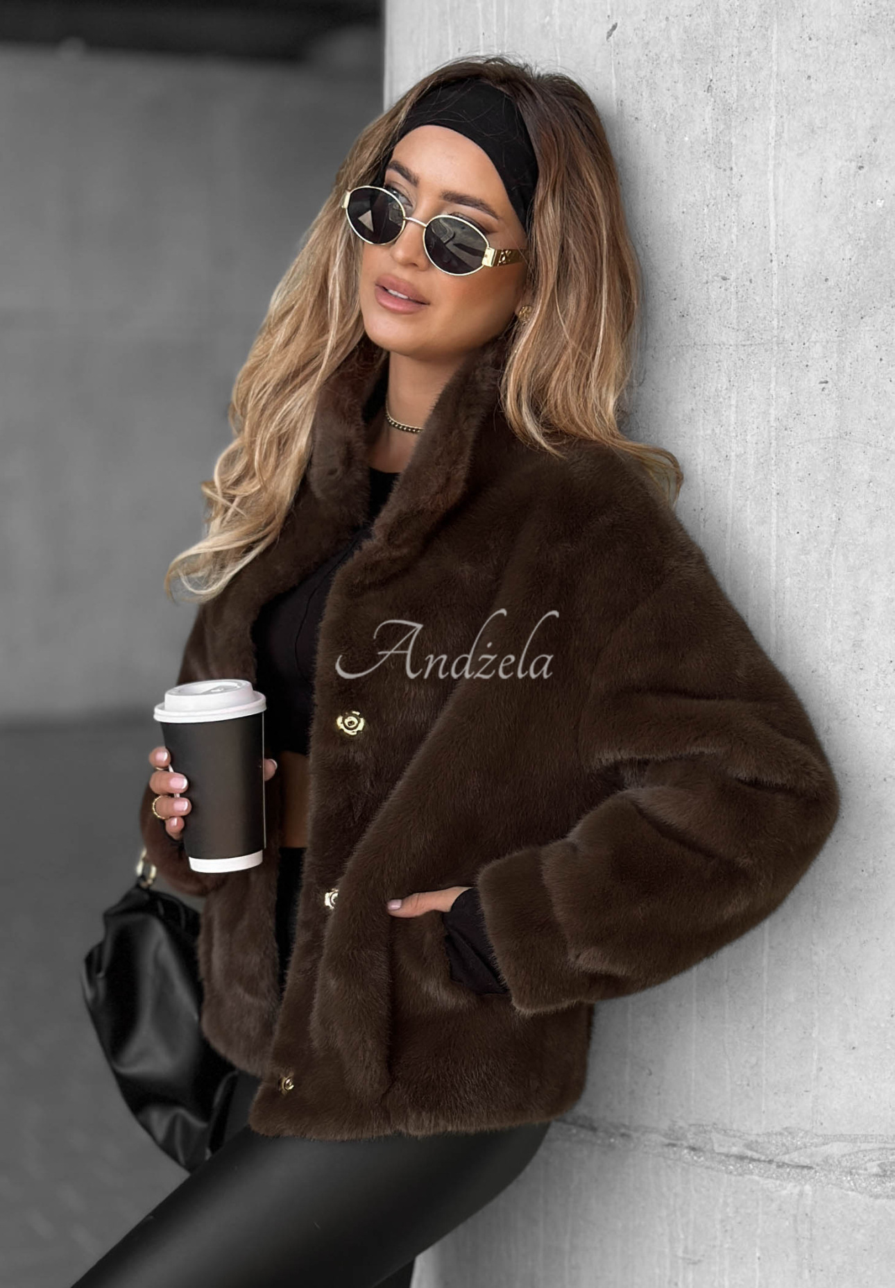Warm Wishes chocolate short fur coat