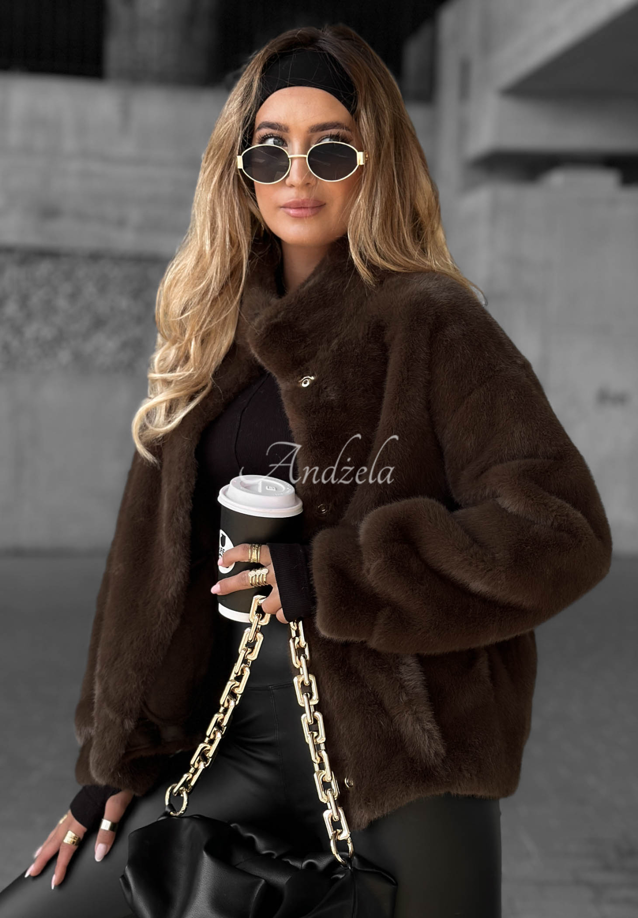 Warm Wishes chocolate short fur coat