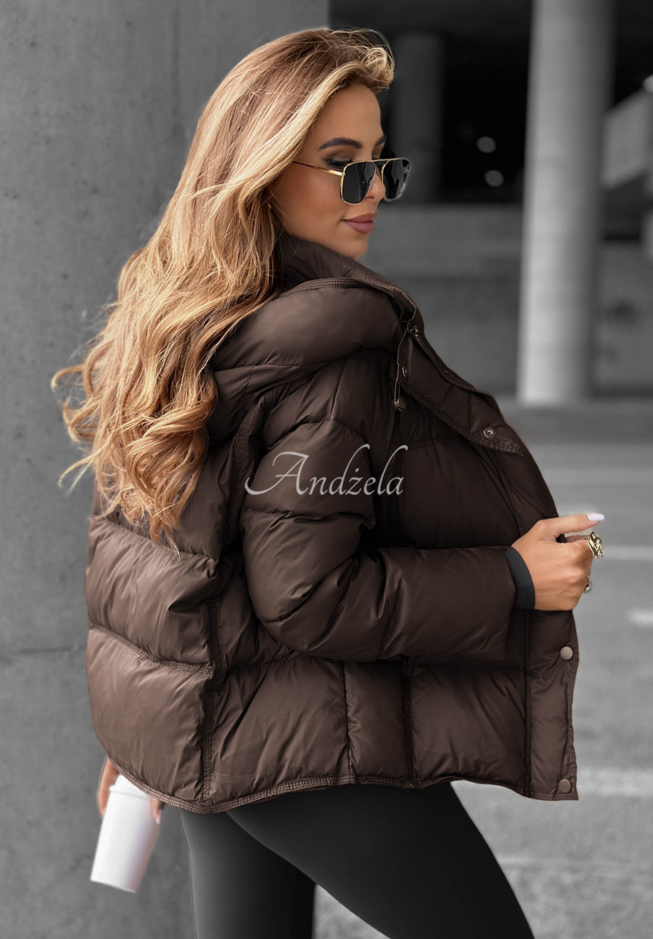 Down jacket with hood Didn't Ask chocolate