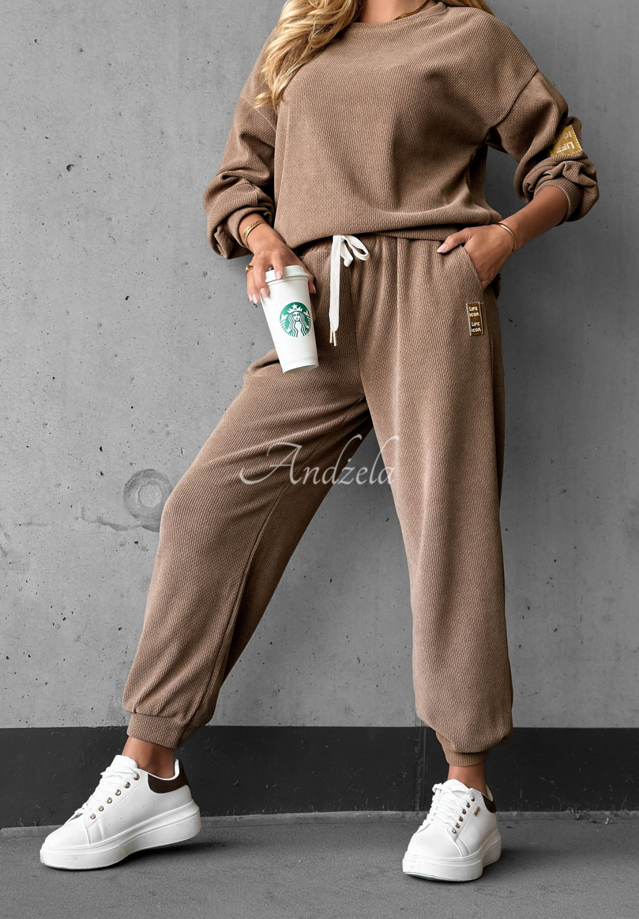 Easy Vibe Mocha Viscose Corduroy Sweatsuit Set