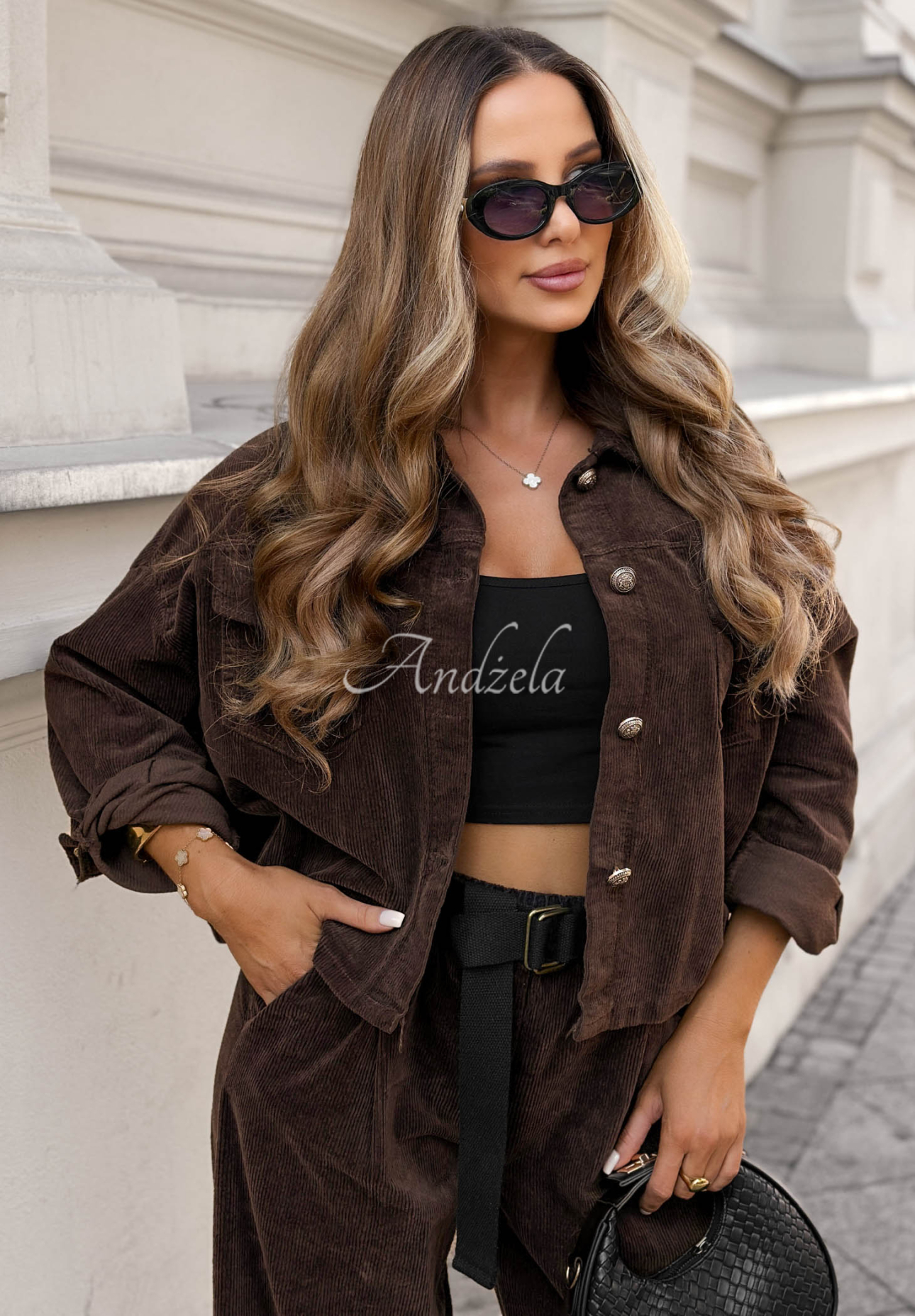 Just Wonder chocolate-colored cotton corduroy jacket and pants set