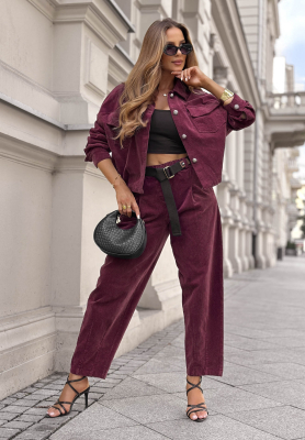 Just Wonder Cotton Corduroy Jacket and Pants Set, Plum