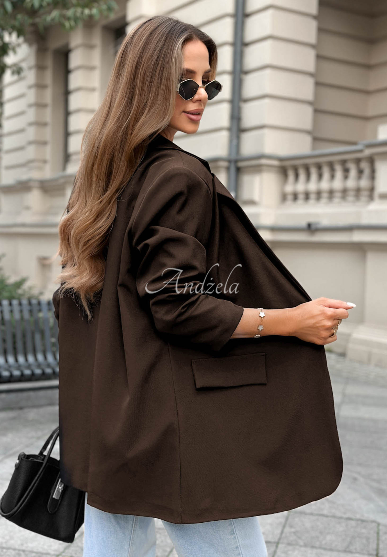 Silent Charm Chocolate-Colored Blazer with Collar