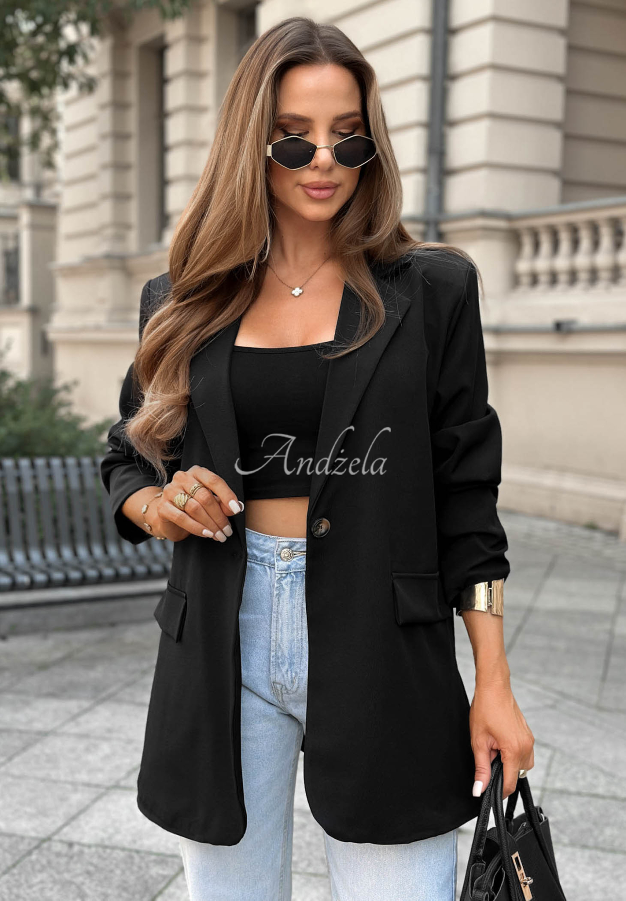 Silent Charm Black Collared Jacket