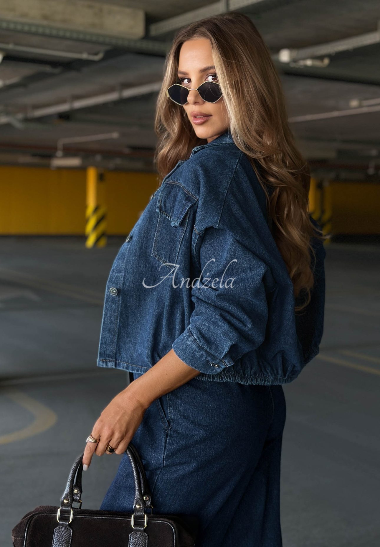 Just Wonder Navy Blue Denim Jacket and Pants Set