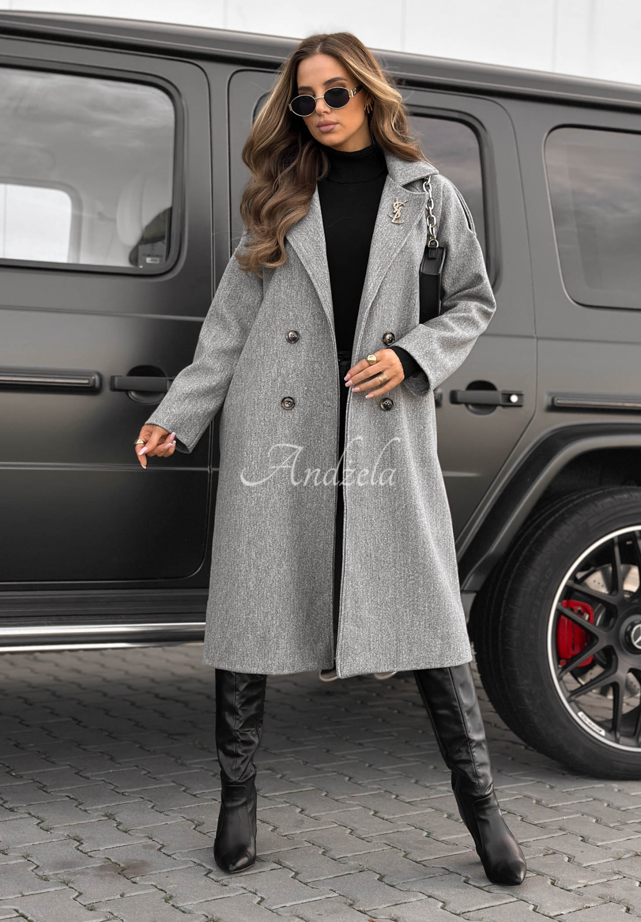 Long coat with belt Have A Voice grey
